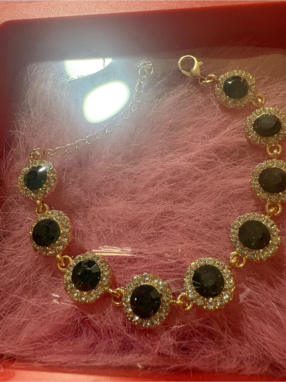 Gold-Tone Bracelet with emerald green Crystal Accents